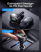 105W USB C Car Charger with Digital Color Display, 3-Port Fast Charging Cigarette Lighter Adapter for iPhone 17/16/15 Pro Max, Samsung S26, Travel Car Accessories Gifts for Men Women + 3FT USB-C Cable