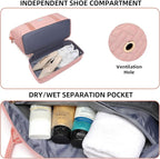 Duffle Bag for Travel, Weekender Bag with Shoe Compartment, Carry On Overnight Bag for Women with Toiletry Bag, Gym Bag with Wet Pocket, Hospital Bags for Labor and Delivery Beige