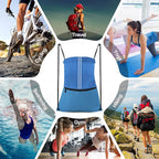 Drawstring Backpack Large Sports Gym Draw String Bag for Women and Men (Ocean Blue)