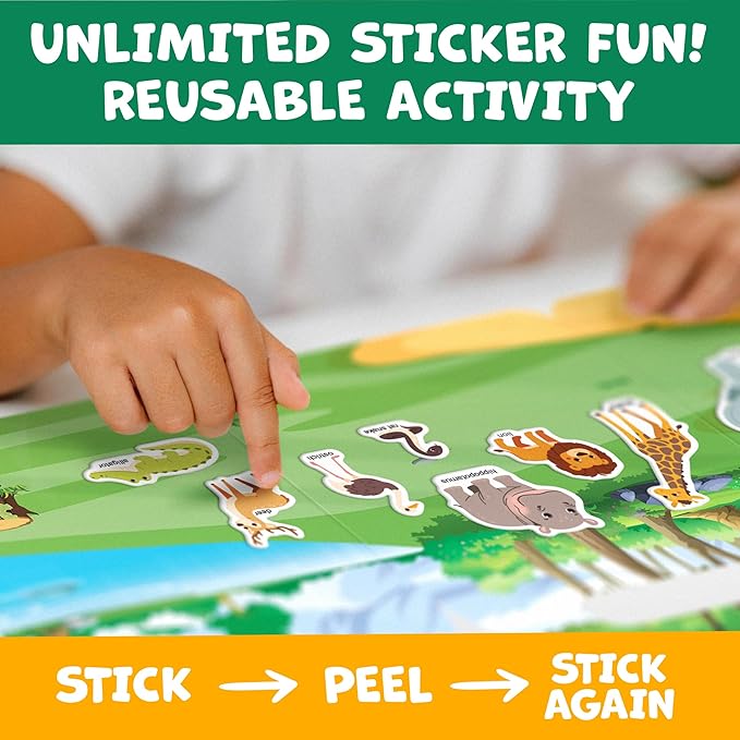 Reusable Sticker Books for Toddlers 1-3, Stickers for Toddlers 2-4 Years - Stickers for Kids Airplane Toys for Toddler 1-3, Toddler Travel Toys - Reusable Sticker Book Birthday Gifts for Boys Girls