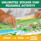 Reusable Sticker Books for Toddlers 1-3, Stickers for Toddlers 2-4 Years - Stickers for Kids Airplane Toys for Toddler 1-3, Toddler Travel Toys - Reusable Sticker Book Birthday Gifts for Boys Girls