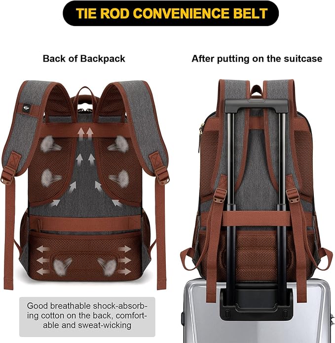 Tzowla Canvas Laptop Backpack, Bag for Men Women,Travel Work Rucksack Fits 15.6 Inch Laptop, Large Capacity Bookbag(Dark Grey)