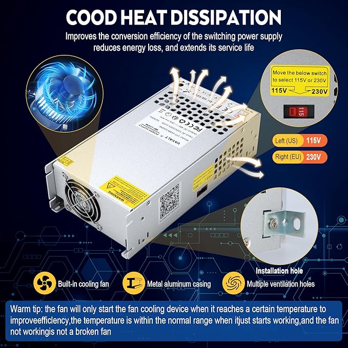 VAYALT 48V 25A 1200W DC Switching Power Supply, Universal Regulated Switching AC 110V/220V to DC 48V Transformer, Power Supply for Industrial, CCTV, Computer Project, 3D Printer, LED Strip Light