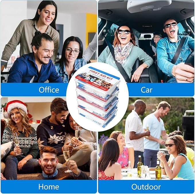 Threlaco 12 Set Mini First Aid Kit Bulk Mini Portable Travel Kit Resistant Case for Convenience First Aid 12 Pack Boxes of 26 Items Each for Minor Cut Scrape Hike Car Home School Office Sports