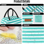douyadady Lunch Bag Women/Men Lunch Box Women/Men (Baby blue+White Stripes)