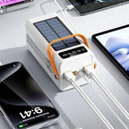 Solar Charger - Portable 50000mAh Energy Station, High Watt External Battery Bank with Integrated Wires Fast Recharge Inputs Multiple Device Connections, Bright LED Illumination Feature, Ideal for Bac