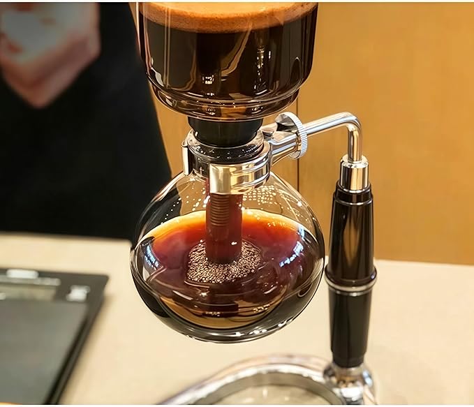 Siphon Coffee Maker Set, 5-Cup 600ml (20.3 oz) Borosilicate Glass Vacuum Brewer with Foldable Stainless Steel Coffee Filter, Dual Filtration for Home, Office & Camping（Filter Plus Version）