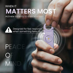 POM Personal Safety Alarm for Women – 130dB Loud Emergency Siren, USB-C Rechargeable with Bright LED Flashlight, Portable Keychain Design for Self Defense, Purse, Backpack & Travel (Lavender)