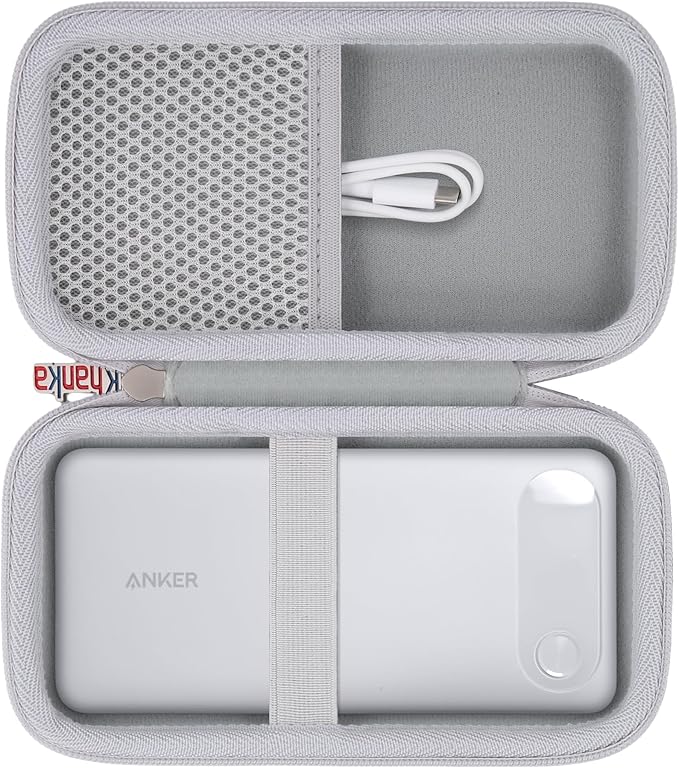 khanka Travel Case for Anker Power Bank, 20,000mAh Portable Charger,Case Only (White)