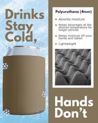 PartyPrints 25 Pack Taupe Blank Can Cooler Sleeves, Customizable Bulk Insulated Foam for Beer, Collapsible Plain Drink Holder, Cold Soda Insulator, 12oz Regular, 16oz Tall Cans