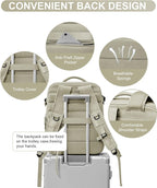 WONHOX Large Travel Backpack Women,Carry On Backpack Flight Approved 18x14x8 inches Bag Spirit Airlines Personal ltem,College Sports Hiking Rucksack Laptop Blackpack mochila de viaje,Brown