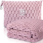 BOACAY Packable Travel Blanket for Airplane, Car - Compact Office Blanket - Portable Pillow for Adults, Kids with Case, Luggage Sleeve, Backpack Clip