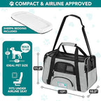 PetAmi Airline Approved Pet Carrier for Cats & Small Dogs, Soft Sided TSA Travel Carrier Bag with Sherpa Bed, Breathable Mesh Ventilation, Collapsible Bowl, Fits Under Seat, Up to 18 lbs, Small Gray