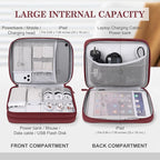 FYY Electronic Organizer, Extra Large Travel Cable Organizer Bag Pouch Portable Waterproof Double Layers All-in-One Storage Bag for iPad, Cable, Power Bank, Laptop Charger for Office/Home, Wine Red