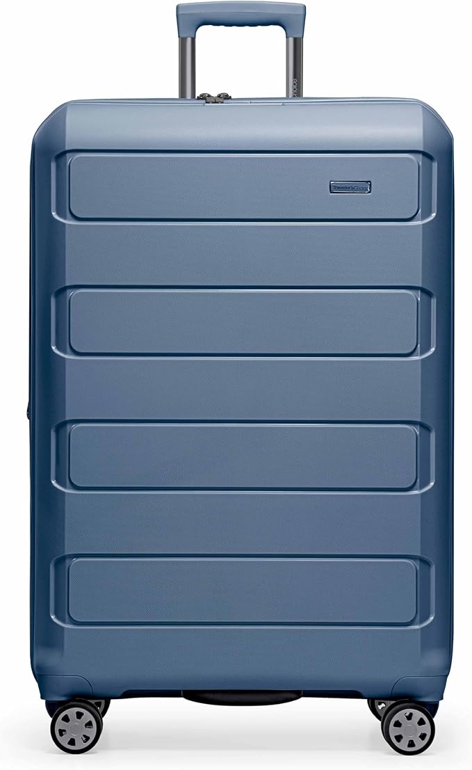 Traveler's Choice Pagosa Hardshell Expandable Luggage with Spinner Wheels, Slate Blue, 2-Piece Set (22/26)
