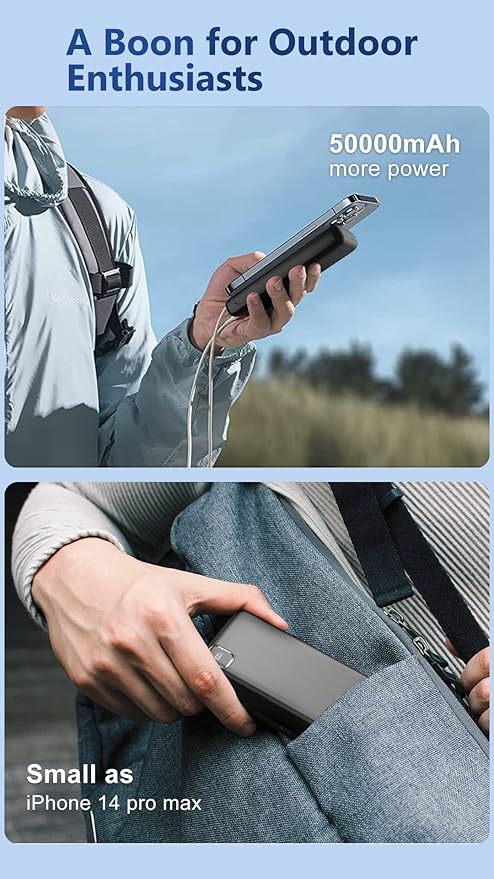 Portable Charger 50000mAh Power Bank, PD 30W Fast Charging External Battery Pack,High Capacity External Battery Pack for Camping, Portable Phone Charger for iPhone Samsung Android