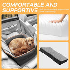 HiPetpy Dog Car Seat Elevated Memory Foam Booster Seat for Large Medium Dogs Under 55 lbs with Pet Blanket, Washable Pet Car Seat with Safety Leash, Anti-Slip Base and Storage Pockets