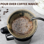 Mongdio Pour Over Coffee Maker, Ceramic Pour Over Dripper, Coffee Pour Over with 3 Holes Flat Bottom, Coffee Accessories for Home, Size 02 Black