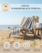 LANE LINEN Turkish Beach Towels Set of 4 - Oversized Beach Towel 39"x71", Durable Sand Proof Towel, Absorbent & Quick Dry, Perfect for Pool or Travel – Alloy