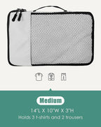 WTREE 4-Piece Packing Cubes Travel Accessories Set for Suitcases - Luggage Organizer Bags with Double Zipper - Mesh Top - Medium - Beige