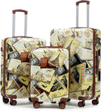 Merax Suitcase Set, Hardshell PC Luggage Sets 3 Piece with Spinner Wheels,Durable Suitcase with With Printed pattern and Combination Lock,Lightweight 20" 24" 28",Tower
