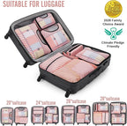 8 Set Packing Cubes for Travel Essentials, Suitcase Organizer Bags in 4 Sizes, Carry-On Luggage Accessories with Laundry Bag, Airplane Must Have, Gifts for Women Men