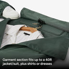 Halfday Convertible 2-in-1 Garment Duffel Weekender Bag 40L: Wrinkle-Free Travel (Hanging Suit Compartment, Shoe Pockets, Trolley Sleeve), Durable & Water-Resistant Carry-on, Cactus