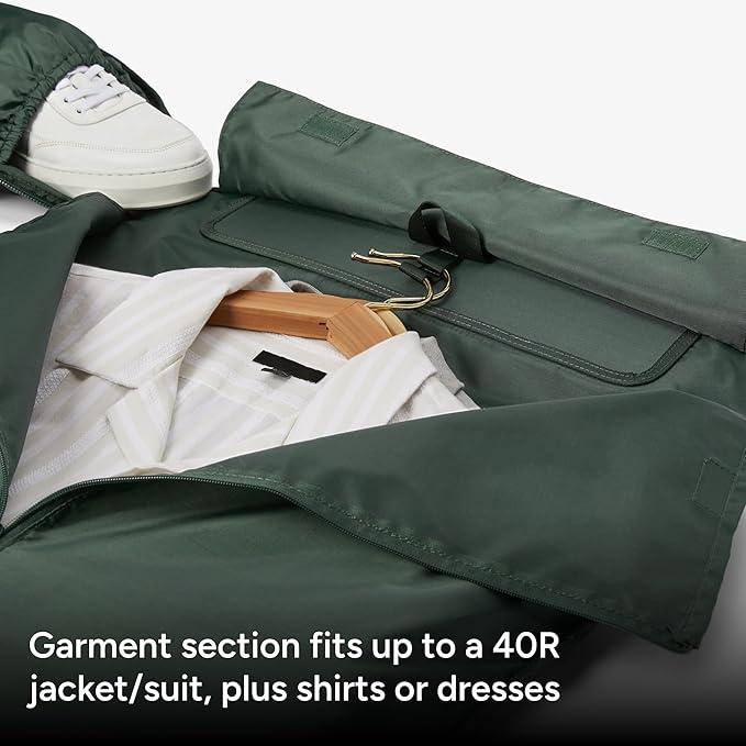 Halfday Convertible 2-in-1 Garment Duffel Weekender Bag 40L: Wrinkle-Free Travel (Hanging Suit Compartment, Shoe Pockets, Trolley Sleeve), Durable & Water-Resistant Carry-on, Cactus