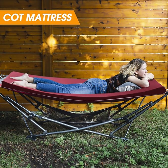CYMULA Camping Cot Mattress 2in Memory Foam Sleeping Pad,Soft Warm Non-Slip Camping Mattress Topper with Retaining for Adults,Portable Roll up Pad for Travel（only Mattress）