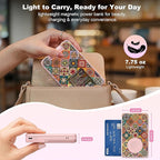5-in-1 Magnetic Power Bank, 5000mAh Portable Wireless Charger with Mirror, Stand, Bluetooth Remote & Card Holder, MagSafe Compatible Travel Essential for iPhone & Samsung, USB-C Cable Included