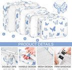 KPX 8 Set Packing Cubes for Travel, Luggage Packing Organizers Accessories Large Toiletries Bag for Clothes Shoes Cosmetics (8Set-Butterfly)