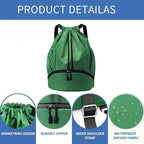 JELUTAR Drawstring Backpack Gym Bag with Shoes Compartment for Soccer, Basketball, Swim, Water-Resistant String Backpack Beach Cinch for Women Men, Dark Green
