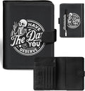 Slohif Passport Wallet Holder Cover for Travel - Women Men RFID Blocking Passport Book Case Protector, Black Fun Skull Skeleton Leather Personalized Organizer Slim Carrier Boarding Pass Cards Slots