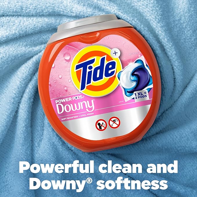 Tide Power PODs + Downy Laundry Detergent Pods, 63 Count, Soft Boosters + April Fresh (Pack of 4)