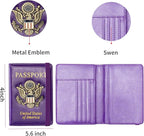 Passport Holder and Card Slot Combo RFID Blocking Leather Travel Passport Wallet for Men and Women US Passport Cover, Purple