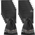 12 Pcs Portable Travel Shoe Bags, 17.3 x 12.6 Inches Waterproof Non-Woven Shoe Organizers Storage Bags, Large Drawstring Shoes Pouch Packing Organizers with Rope for Men, Women, Children (Black)