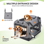 Morpilot 28-inch Portable Collapsible Dog Crate: Travel Dog Crate Soft-Sided for Small Medium Dogs up to 40lbs, with Foldable Bowl, Shoulder Strap & Storage Pockets, Grey