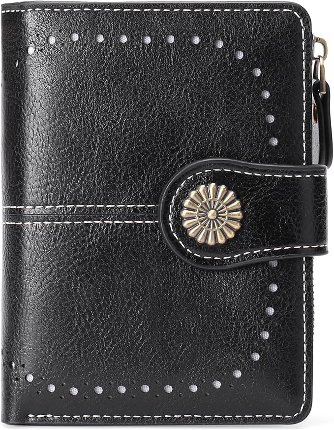 Small Wallet for Women Bifold Credit Card Holder RFID Blocking with Zipper Pocket