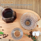 Coffee Pour Over 13.5oz 400ml High Borosilicate Glass Pour Over Coffee Maker Set Camping Travel with 50 Pcs V60 Cone Filter Paper Hand Brew Carafe Drip Suitable for Electric Ceramic Stove