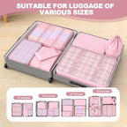 8 Set Packing Cubes for Travel,Suitcase Organizer Bags for Luggage with Shoe & Hanging Toiletry Bag, Vacation Essentials & Accessories for Cruise Ship, Airplane Must-Have,Road Trip & Camp Gifts(Pink)