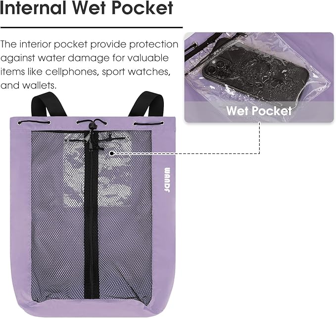 WANDF Swim Bag Mesh Drawstring Backpack Beach Backpack for Swimming, Gym, and Workout Gear