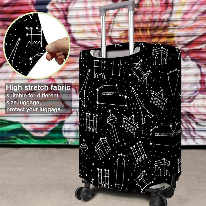 Travel Luggage Cover Suitcase Protector Fits 18-32 Inch Wheel Covers PatternedTravel Related Items Flower Luggage Protector Elastic S