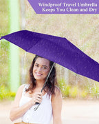 Yahenda 4 Pack Windproof Travel Umbrella Automatic Open & Close Folding Umbrellas for Rain Portable Umbrella Set for Men Women Backpack & Car Essentials