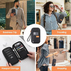 Family Passport Holder Organizer, RFID Blocking Travel Document Case, Lightweight Large Passport Cover Case Waterproof Bag Document Organizer for Women & Men