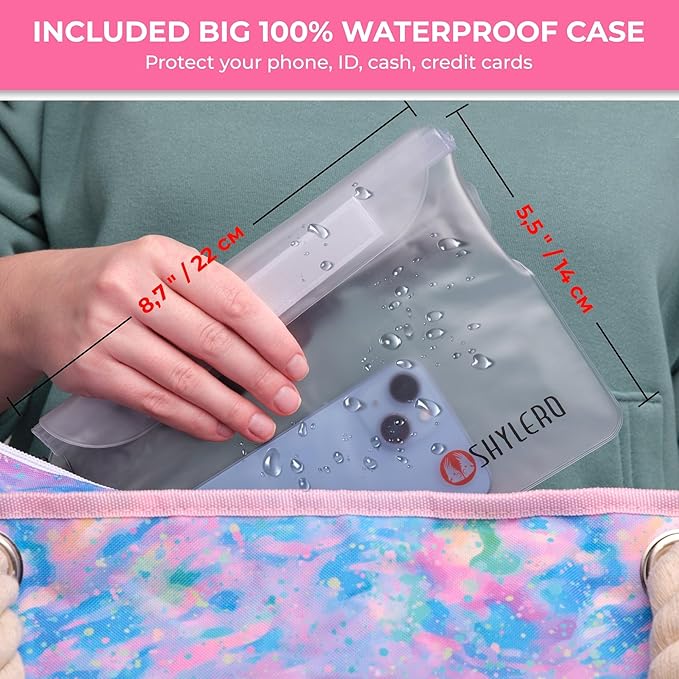Beach Bag and Pool Bag Has Cooler Pocket, 7 Pockets Total, Zip Top. Family Size Waterproof Beach Tote