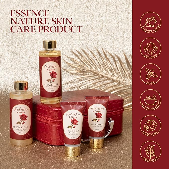 Mothers Day Gifts for Women Birthday Gifts for Women Teens Girls, Spa Gift Set Home Spa, 12 Pcs Rose Vanilla Bath Set, Self Care gifts Bag Makeup Cosmetic Bag, Spa Kit for Teenage Gift, Daughter Gift