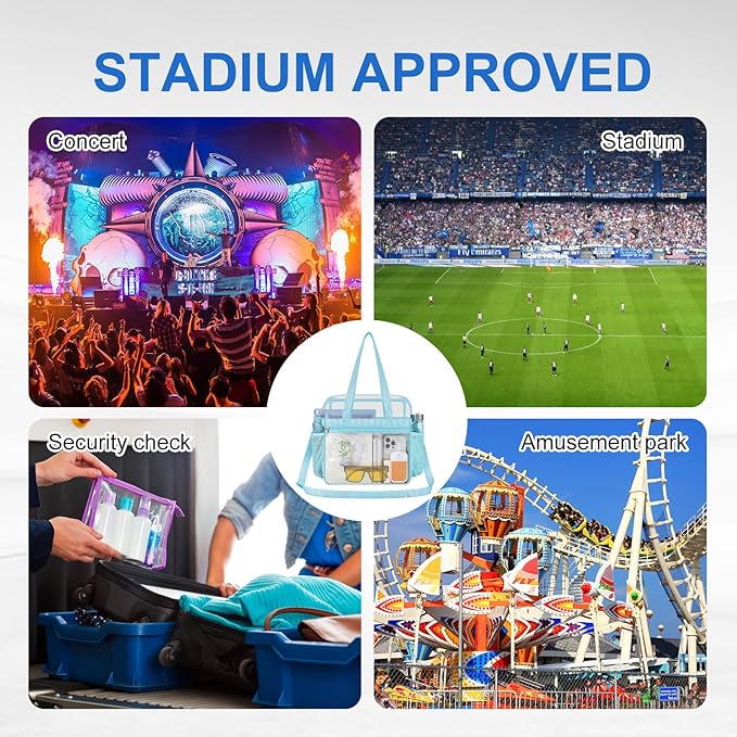 USPECLARE Clear Bag for Stadium Events,Transparent Bag for Work Sports Games Concerts Travel Gym