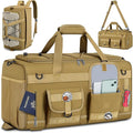 RAINSMORE 3 in 1 Gym Bag for Men, 45L Large Sports Duffle Bag with Shoe Compartment and Wet Pocket, Water-Resistant Tactical Backpack Carry On for Travel, Workout & Military Gear, Khaki