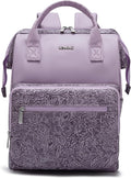 Kinmac Wide Open Style Laptop Backpack for Laptop Up to 15.6 Inch Men Women Travel Outdoor Backpack (Purple Flower PU)