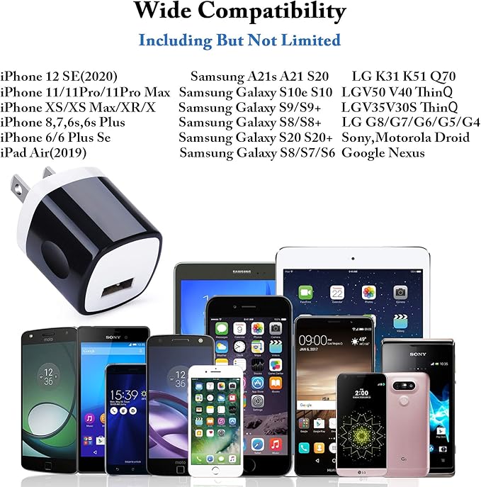 Wall Adapter 10 Pack,UorMe 1A 5V Single Port Charger Power USB Plug Charging Cube Block Box Compatible iPhone 14 13 12 SE 11, Galaxy S23 Ultra S22 S21 FE S10e S9 A13 A03s A71 A51 Note20 Google 8A 7A